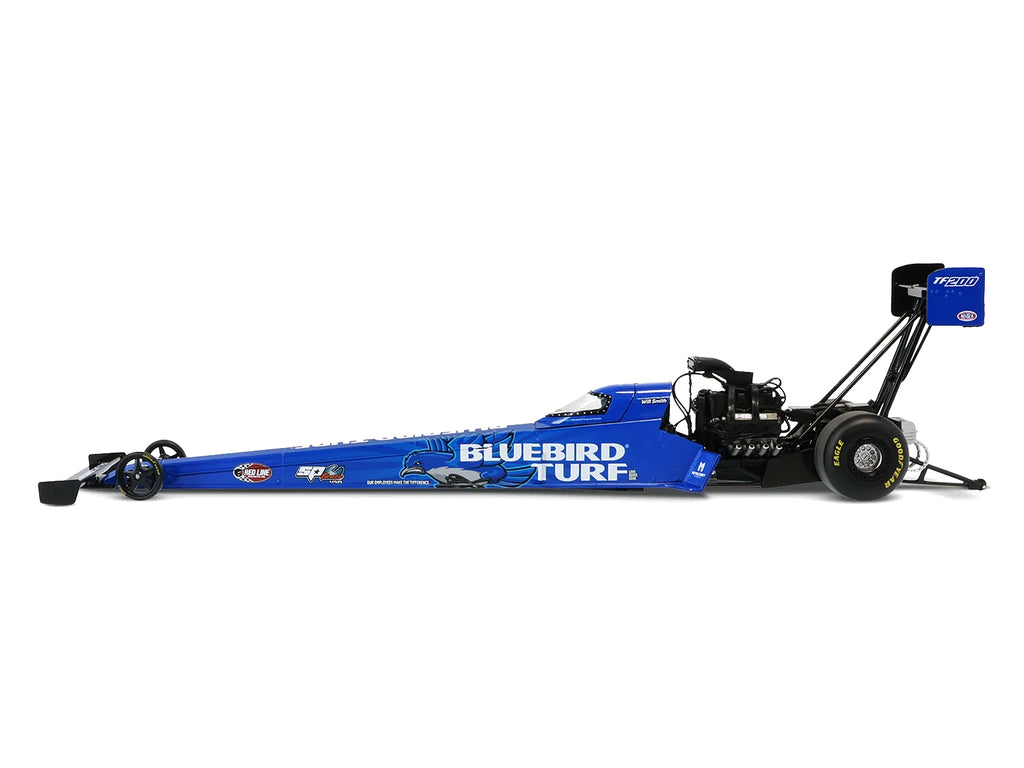 NHRA TFD (Top Fuel Dragster) #TF200 Will Smith "Bluebird Turf" Blue with Graphics (2026) 1/24 Diecast Model Car by Auto World - image 3