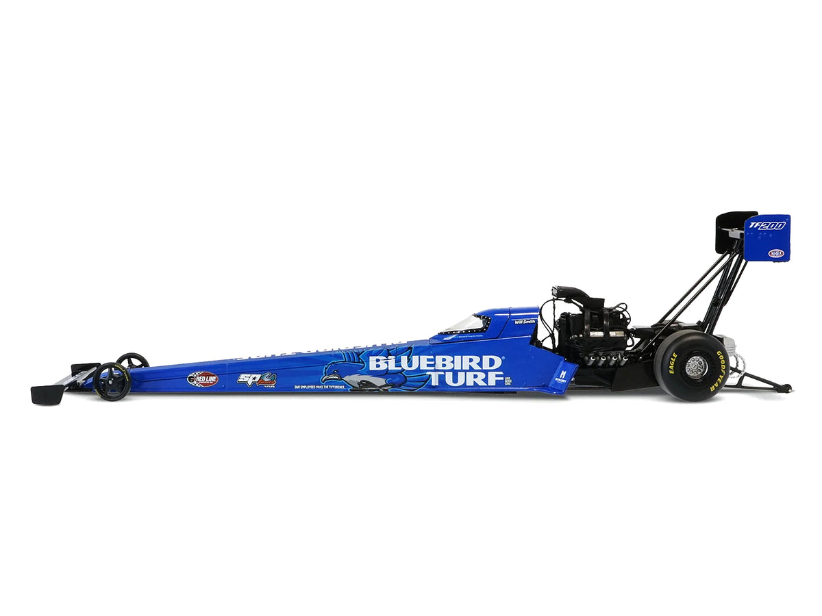 NHRA TFD (Top Fuel Dragster) #TF200 Will Smith "Bluebird Turf" Blue with Graphics (2026) 1/24 Diecast Model Car by Auto World - image 3