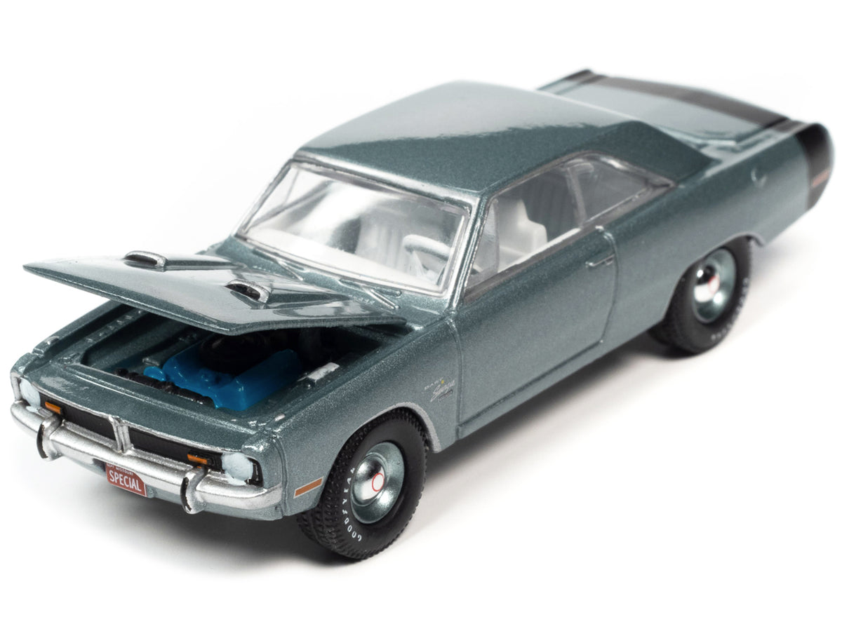 1971 Dodge Dart Swinger 340 Special Light Gunmetal Gray Metallic with Black Tail Stripe "Vintage Muscle" Limited Edition 1/64 Diecast Model Car by Auto World - image 2