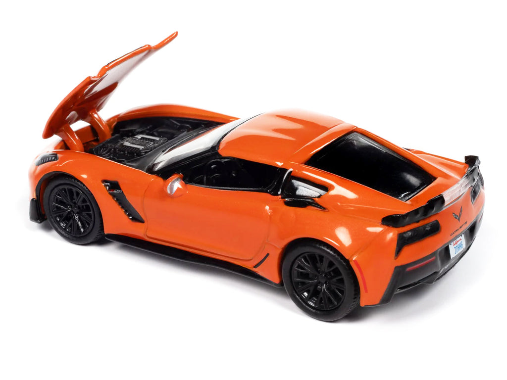 2019 Chevrolet Corvette Z06 Sebring Orange with Black Hood "Sports Cars" Series 1/64 Diecast Model Car by Auto World - image 3
