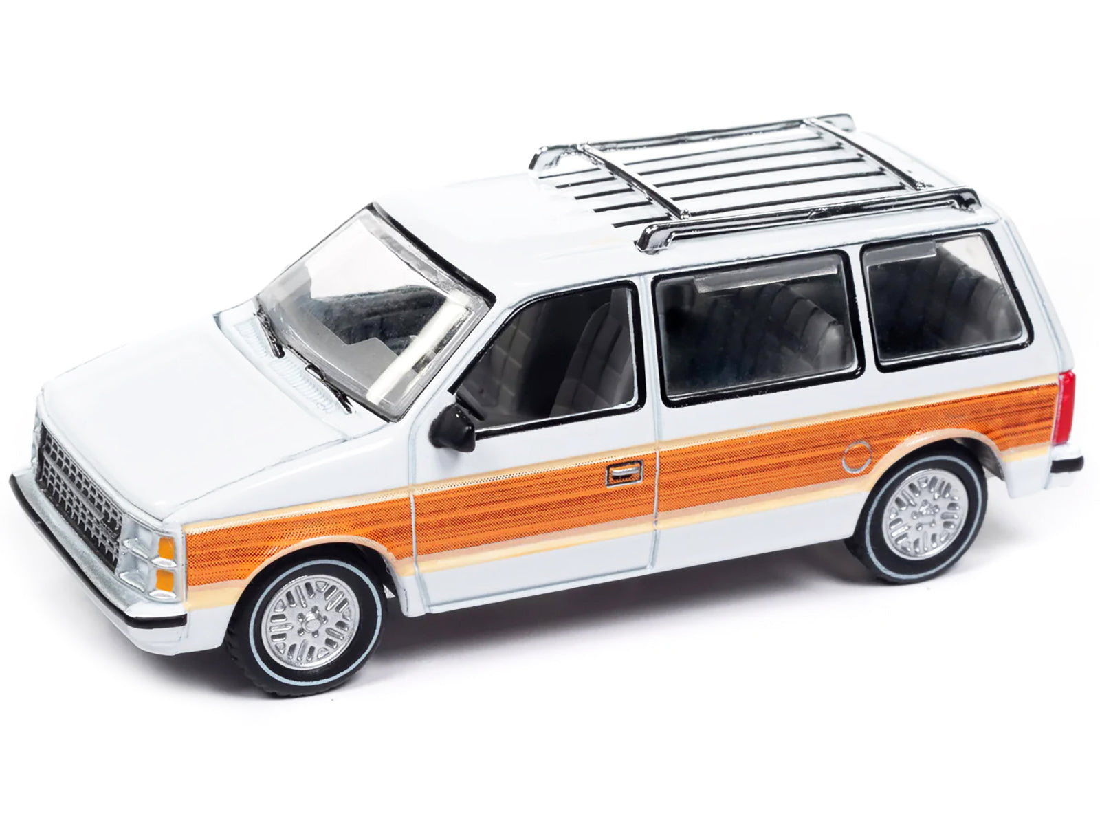 1985 Dodge Caravan Van White with Woodgrain Side Panels "Mighty Minivans" Series 1/64 Diecast Model Car by Auto World - image 2