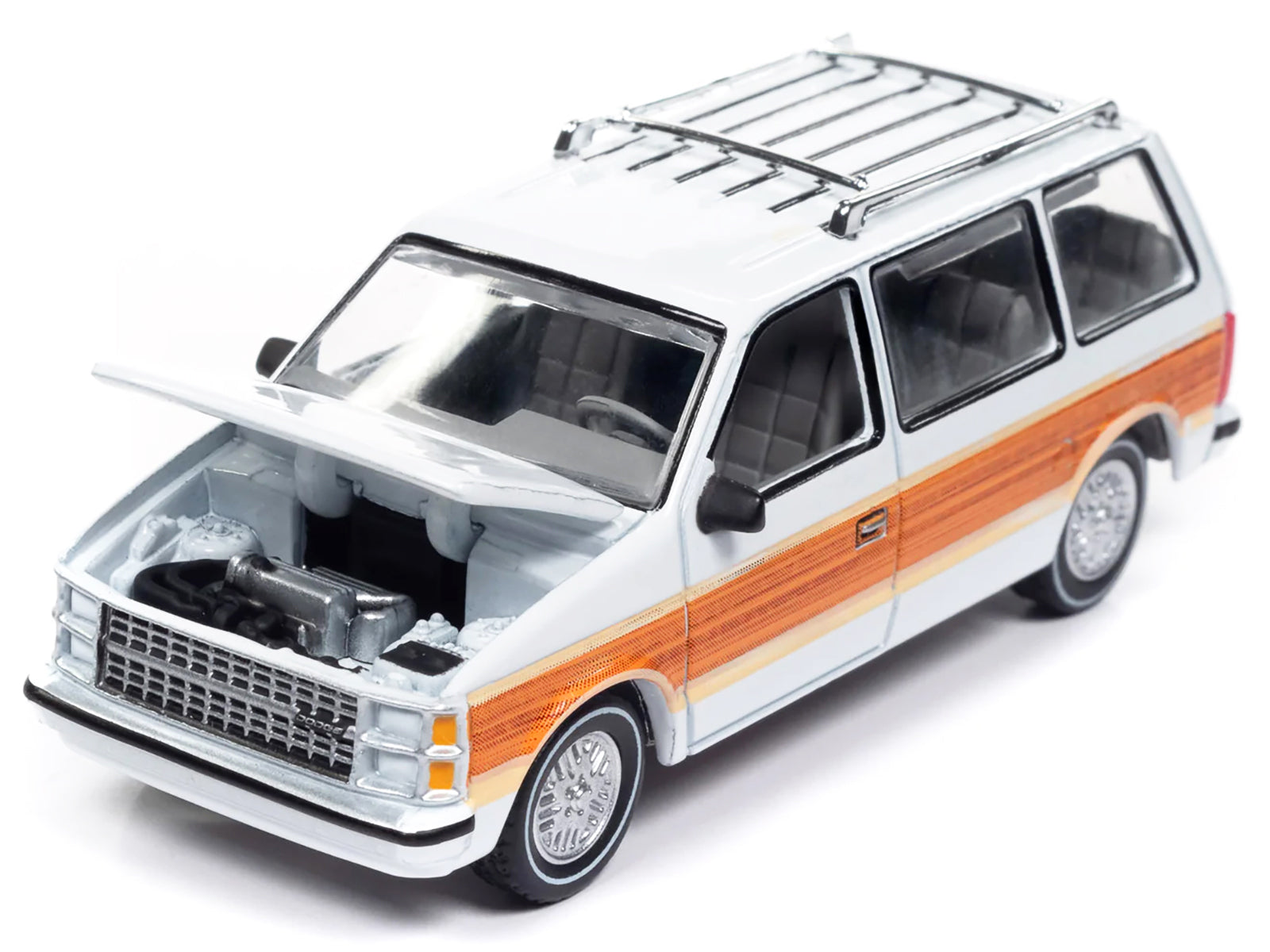 1985 Dodge Caravan Van White with Woodgrain Side Panels "Mighty Minivans" Series 1/64 Diecast Model Car by Auto World - image 3