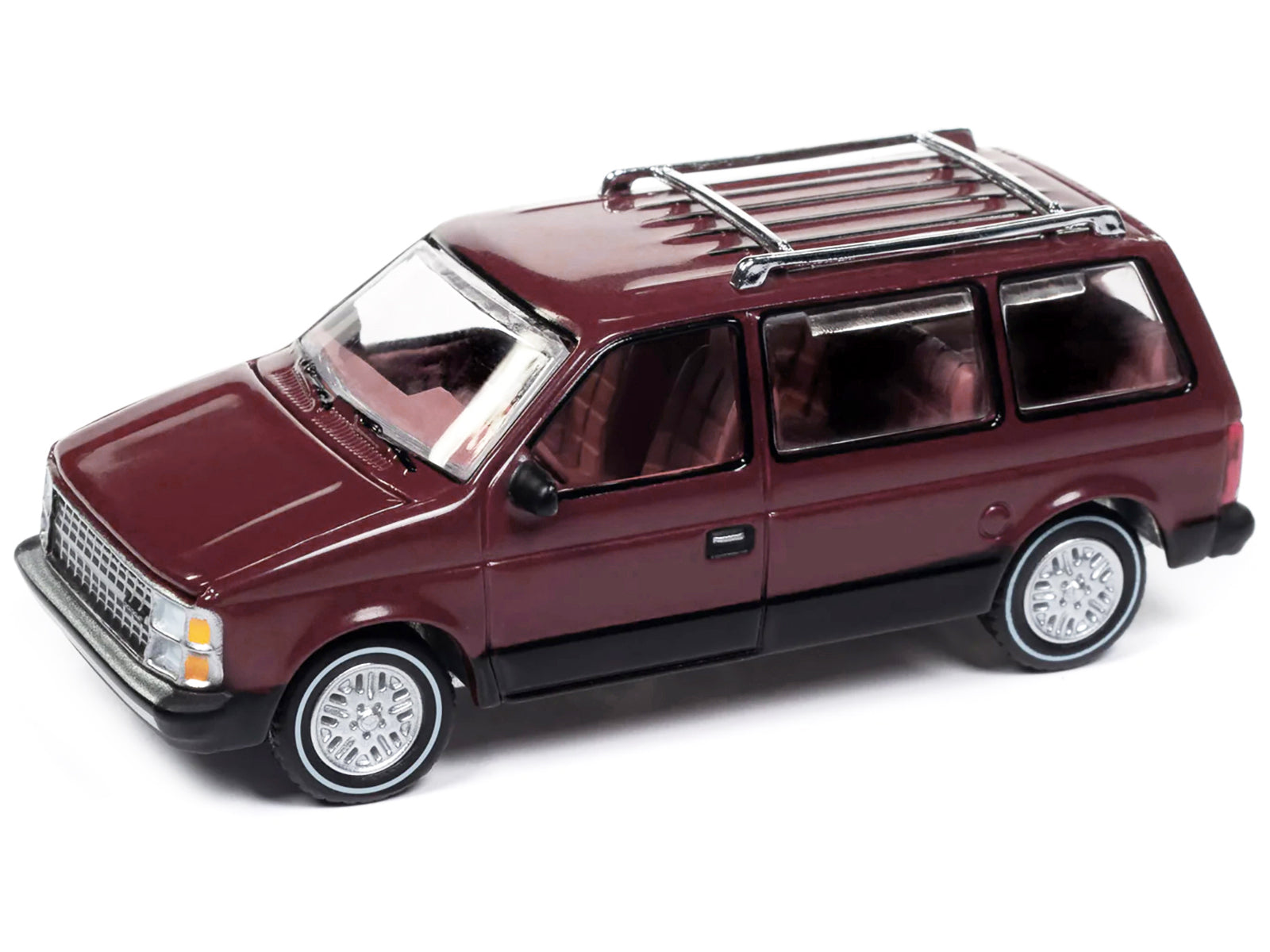 1985 Dodge Caravan Van Crimson Red and Black "Mighty Minivans" Series 1/64 Diecast Model Car by Auto World - image 2