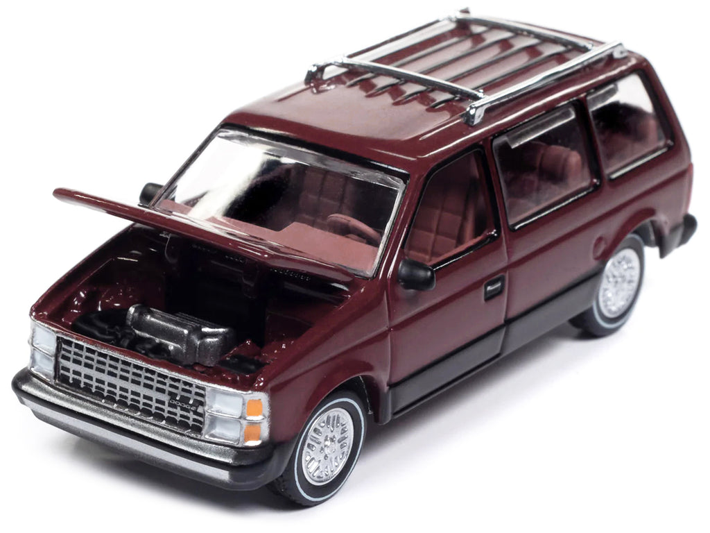 1985 Dodge Caravan Van Crimson Red and Black "Mighty Minivans" Series 1/64 Diecast Model Car by Auto World - image 3