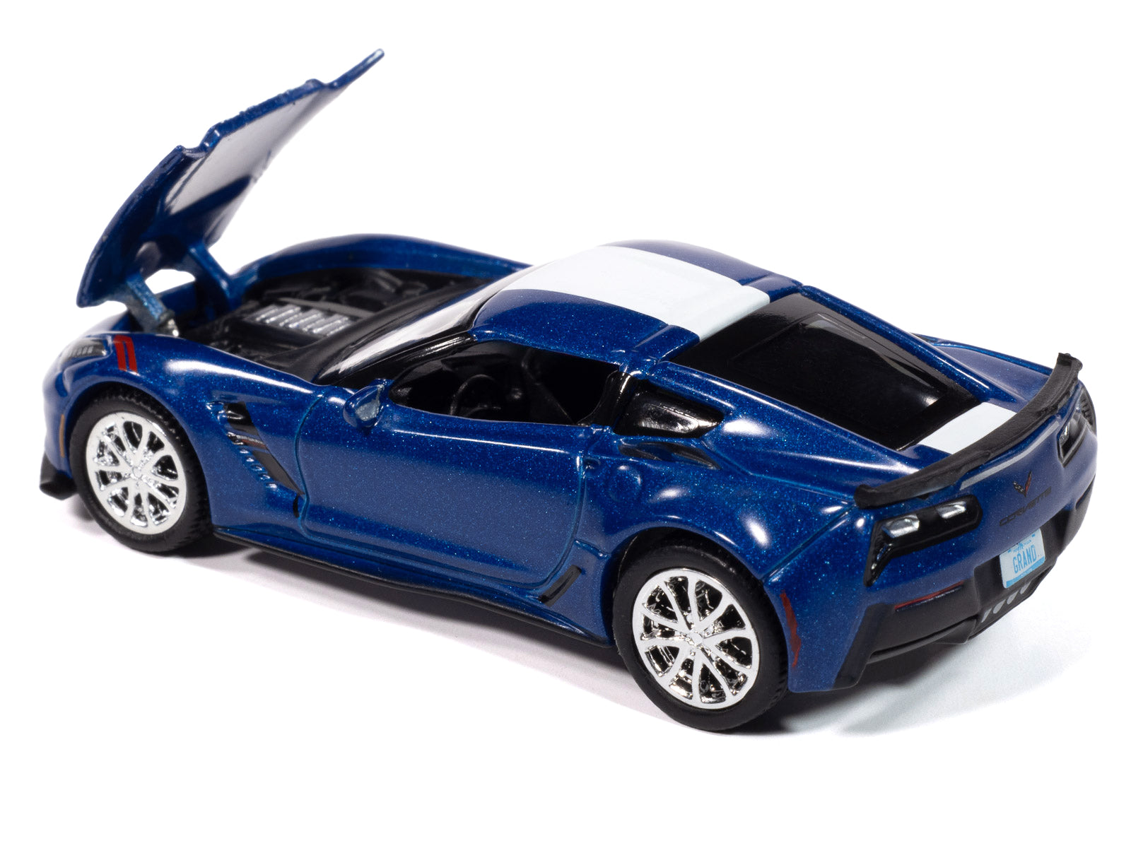 2018 Chevrolet Corvette Grand Sport Admiral Blue with White Stripe "Sports Cars" Series 1/64 Diecast Model Car by Auto World - image 3