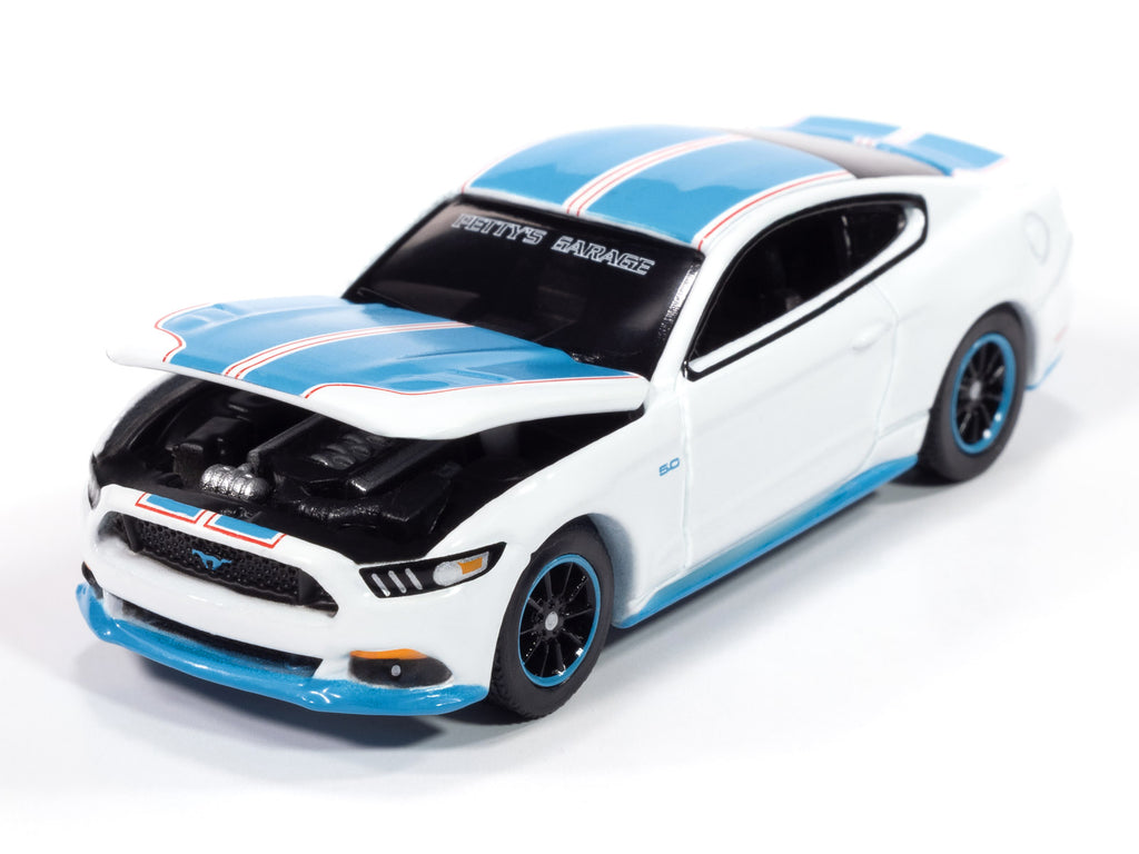 2016 Ford Mustang GT King Premier Edition "Petty's Garage" Oxford White with Petty Blue Stripes "Modern Muscle" Series 1/64 Diecast Model Car by Auto World - image 3