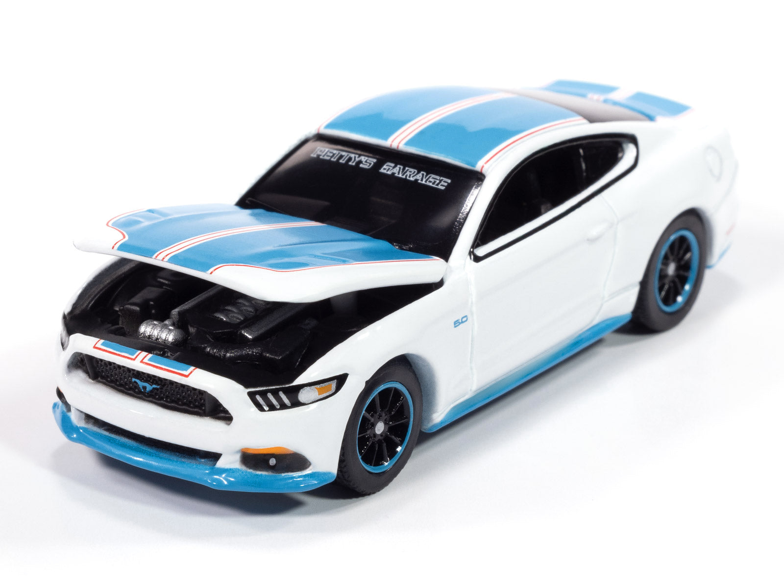 2016 Ford Mustang GT King Premier Edition "Petty's Garage" Oxford White with Petty Blue Stripes "Modern Muscle" Series 1/64 Diecast Model Car by Auto World - image 3