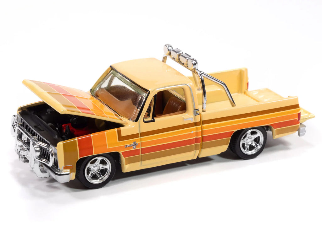 1981 Chevrolet Silverado Fleetside Pickup Truck Cream with Stripes "Hobby Exclusive" Series 1/64 Diecast Model Car by Auto World - image 2