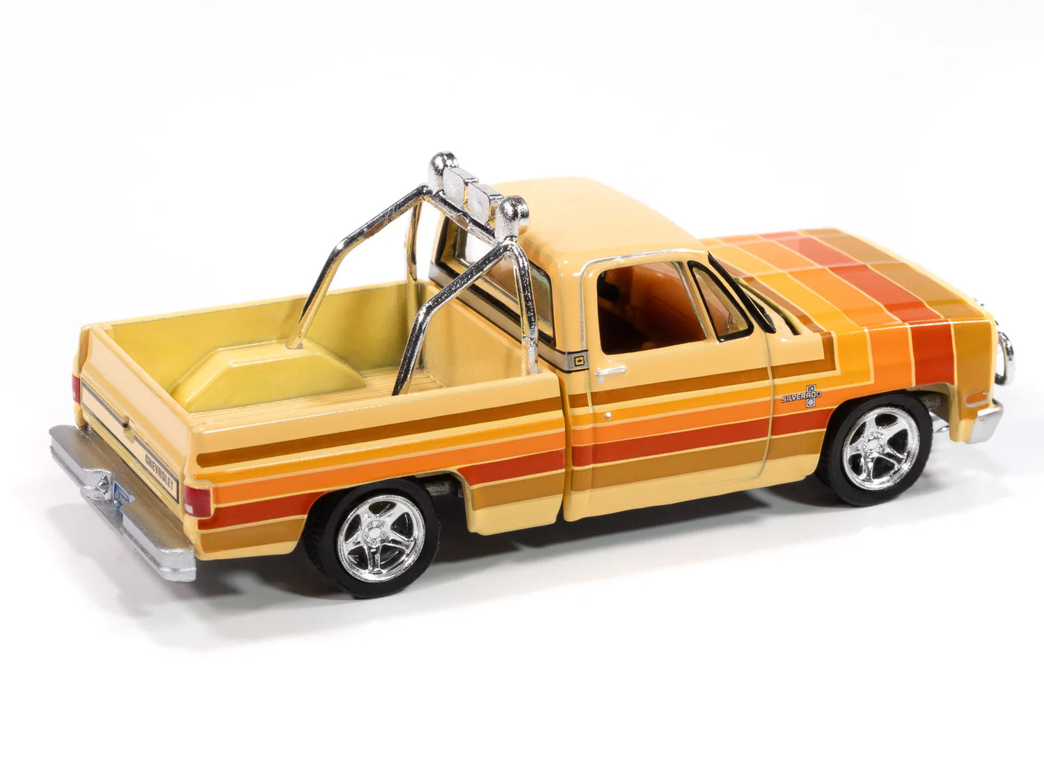 1981 Chevrolet Silverado Fleetside Pickup Truck Cream with Stripes "Hobby Exclusive" Series 1/64 Diecast Model Car by Auto World - image 3