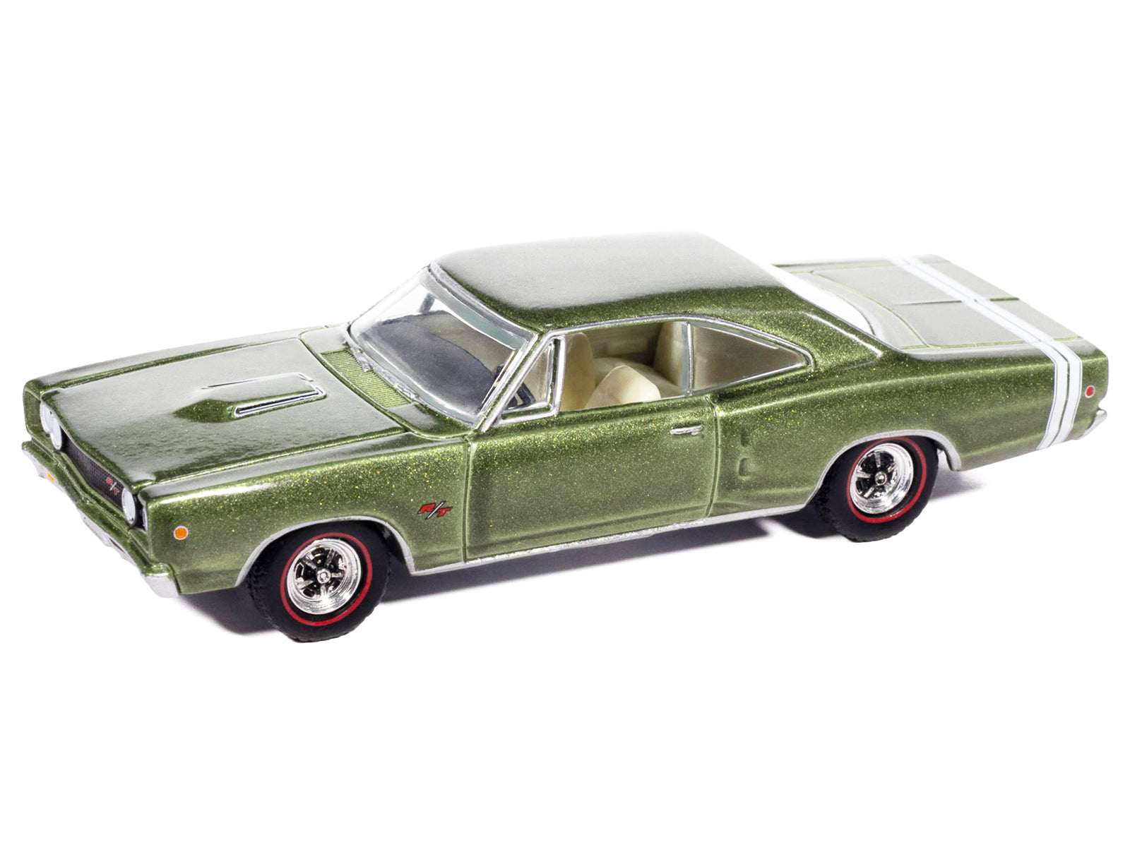 1968 Dodge Coronet R/T Medium Green Metallic with White Interior "Vintage Muscle" Series 1/64 Diecast Model Car by Auto World - image 3