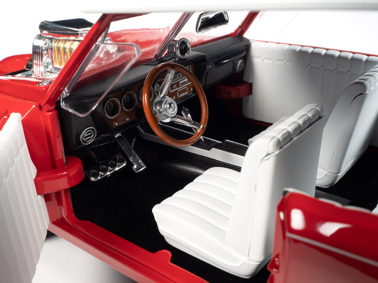 Monkeemobile Red with White Top and Interior "The Monkees" with Four Monkees Figure Cutouts "Silver Screen Machines" Series 1/18 Diecast Model Car by Auto World - image 5