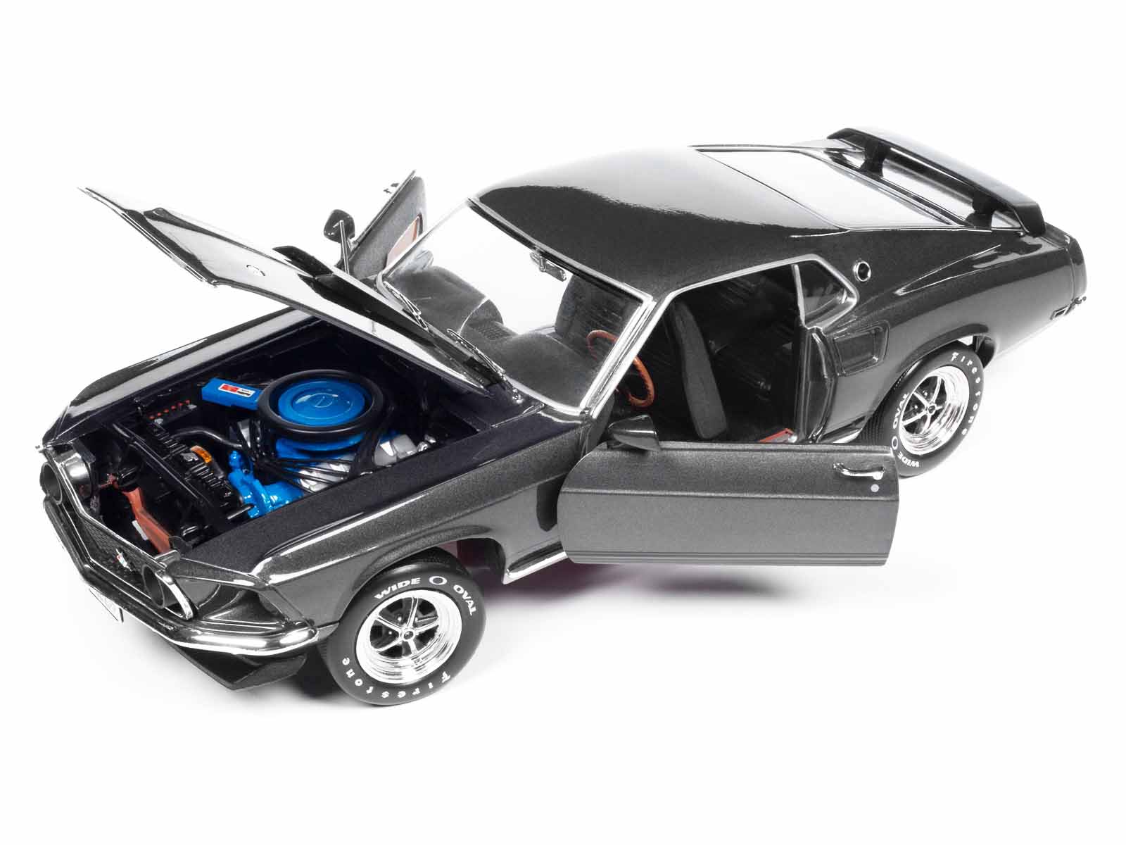 1969 Ford Mustang Dark Gray Metallic with Black Stripes "John Wick" (2014) Movie "Silver Screen Machines" Series 1/18 Diecast Model Car by Auto World - image 2