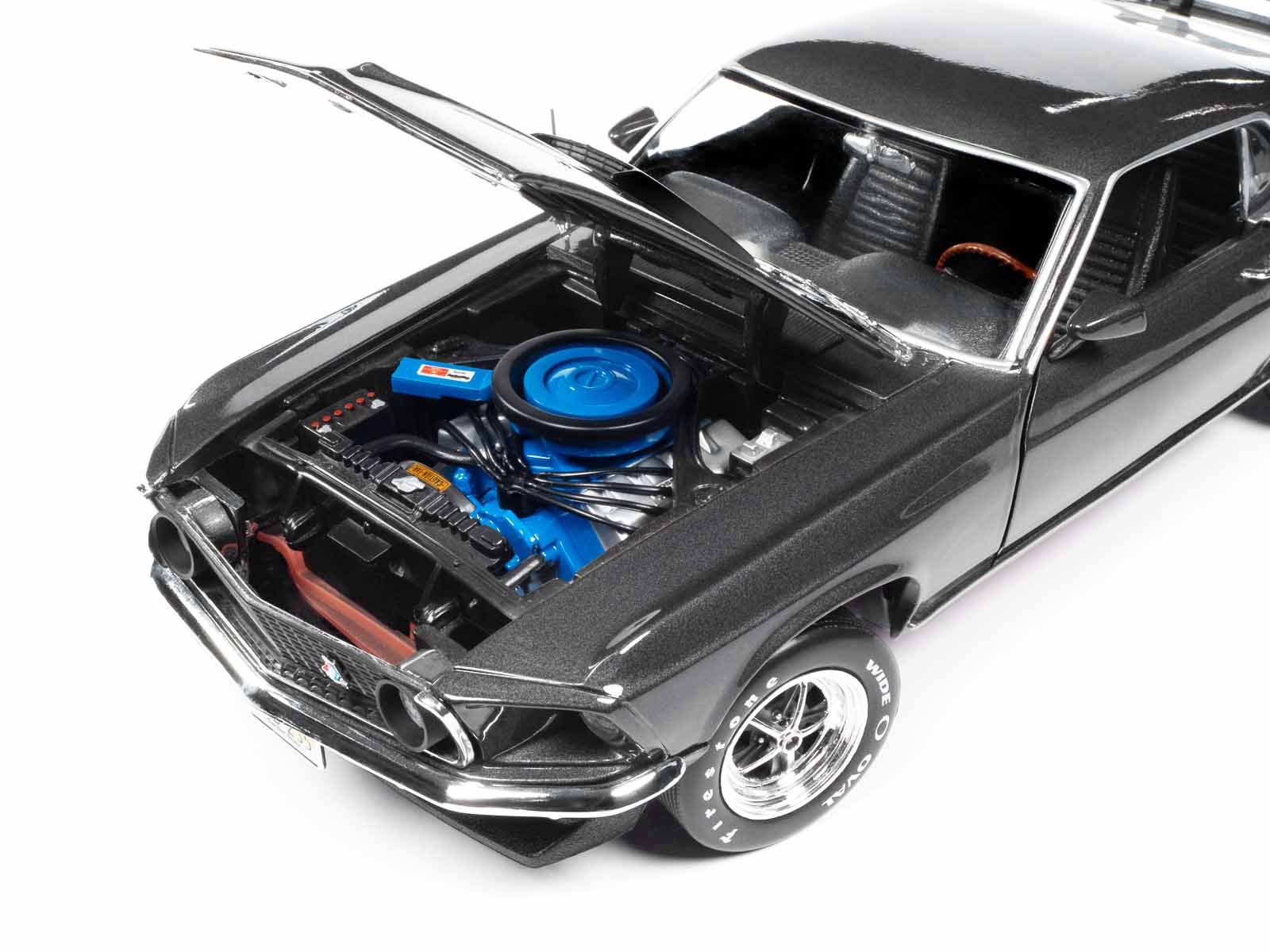 1969 Ford Mustang Dark Gray Metallic with Black Stripes "John Wick" (2014) Movie "Silver Screen Machines" Series 1/18 Diecast Model Car by Auto World - image 4