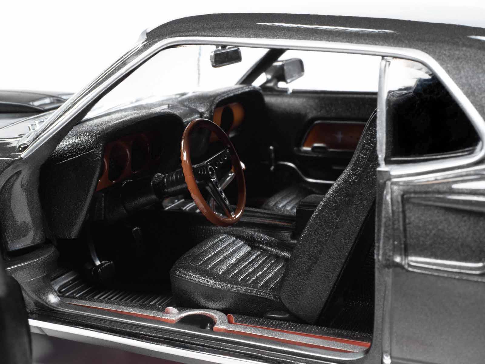 1969 Ford Mustang Dark Gray Metallic with Black Stripes "John Wick" (2014) Movie "Silver Screen Machines" Series 1/18 Diecast Model Car by Auto World - image 3