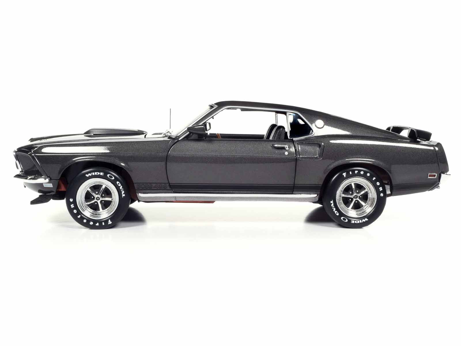 1969 Ford Mustang Dark Gray Metallic with Black Stripes "John Wick" (2014) Movie "Silver Screen Machines" Series 1/18 Diecast Model Car by Auto World - image 5