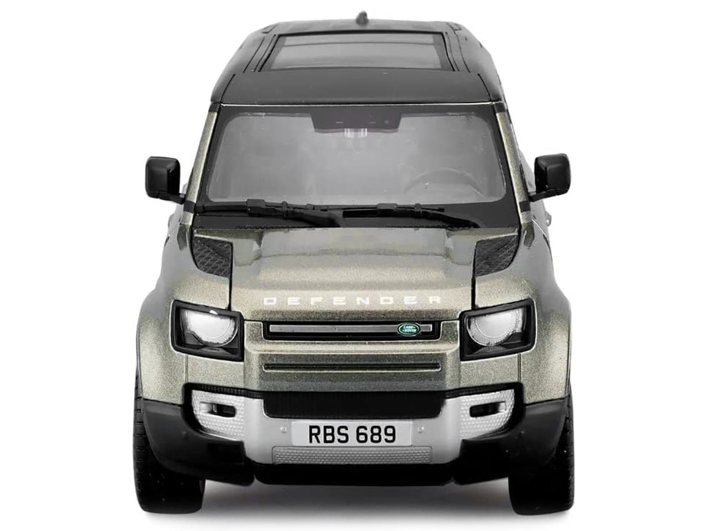2022 Land Rover Defender 110 Green Metallic with Black Top and Sunroof 1/24 Diecast Model Car by Bburago - image 3