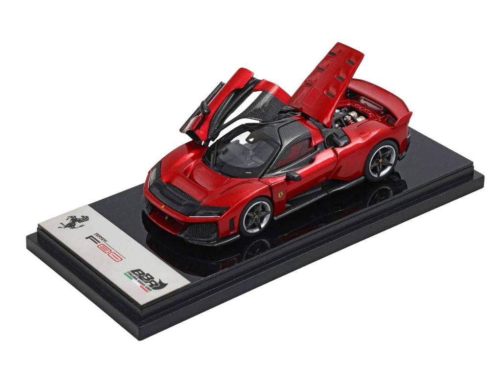 Ferrari F80 Supercar Rosso (Red) Metallic with Black Metallic Top 1/64 Diecast Model Car by BBR