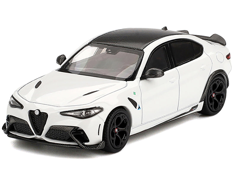 Alfa Romeo Giulia GTA White with Carbon Top 1/64 Diecast Model Car by BBR - image 2