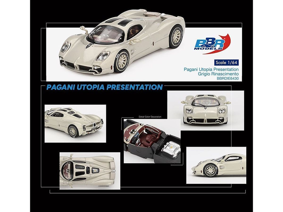 Pagani Utopia Presentation Grigio Rinascimento Silver 1/64 Diecast Model Car by BBR - image 3