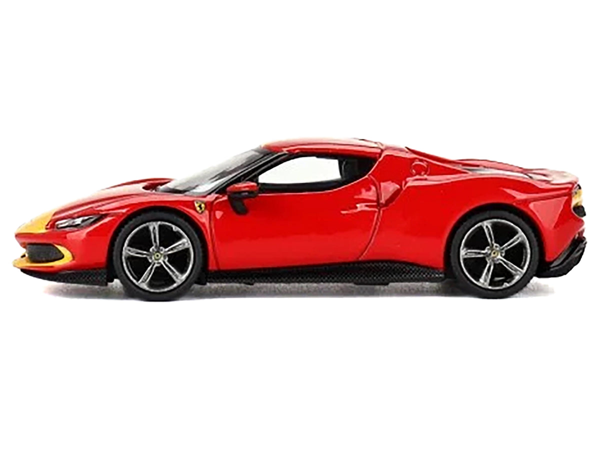 Ferrari 296 GTB Assetto Fiorano Rosso Corsa Red with Yellow Stripes 1/64 Diecast Model Car by BBR - image 2