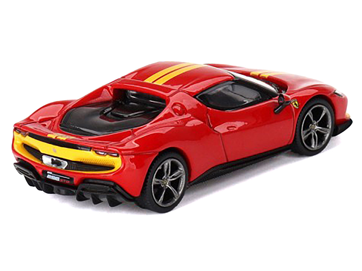 Ferrari 296 GTB Assetto Fiorano Rosso Corsa Red with Yellow Stripes 1/64 Diecast Model Car by BBR - image 3