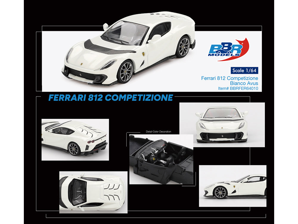 Ferrari 812 Competizione Bianco Avus White 1/64 Diecast Model Car by BBR - image 4