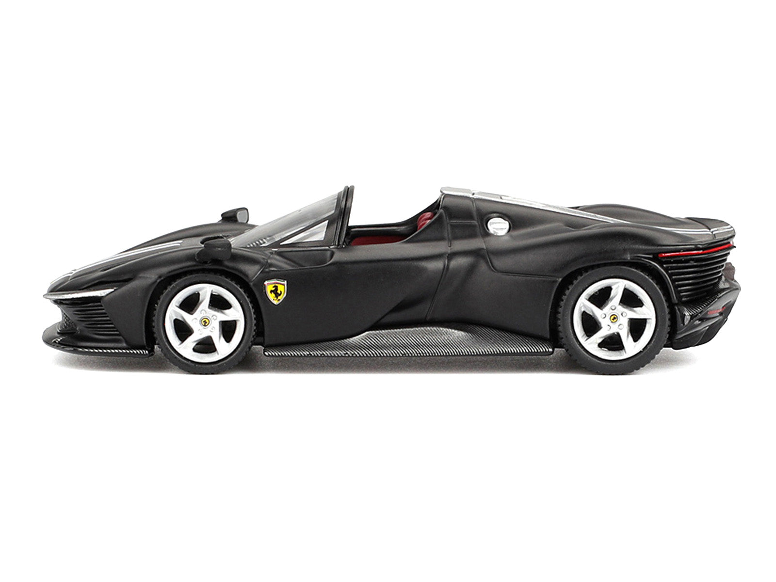 Ferrari Daytona SP3 Matt Black with White Stripes and Red Interior 1/64 Diecast Model Car by BBR - image 2