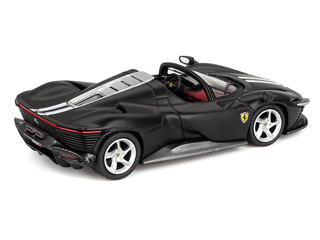 Ferrari Daytona SP3 Matt Black with White Stripes and Red Interior 1/64 Diecast Model Car by BBR - image 3