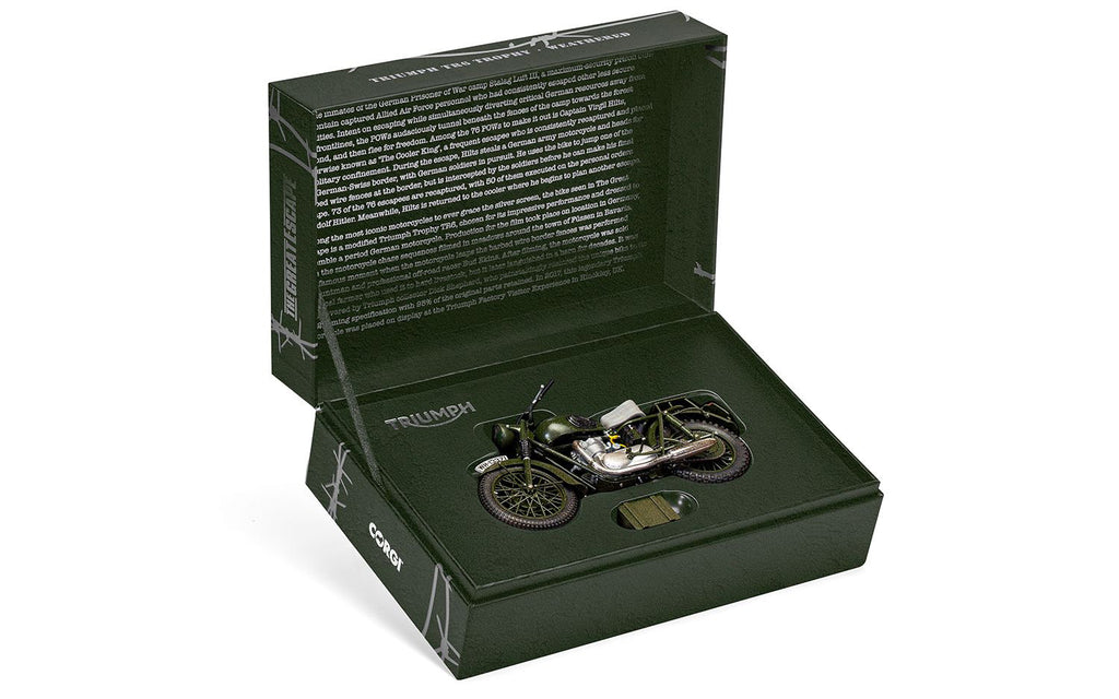 Triumph TR6 Trophy Motorcycle Dark Green (Weathered) "The Great Escape" (1963) Movie Diecast Model by Corgi - image 5