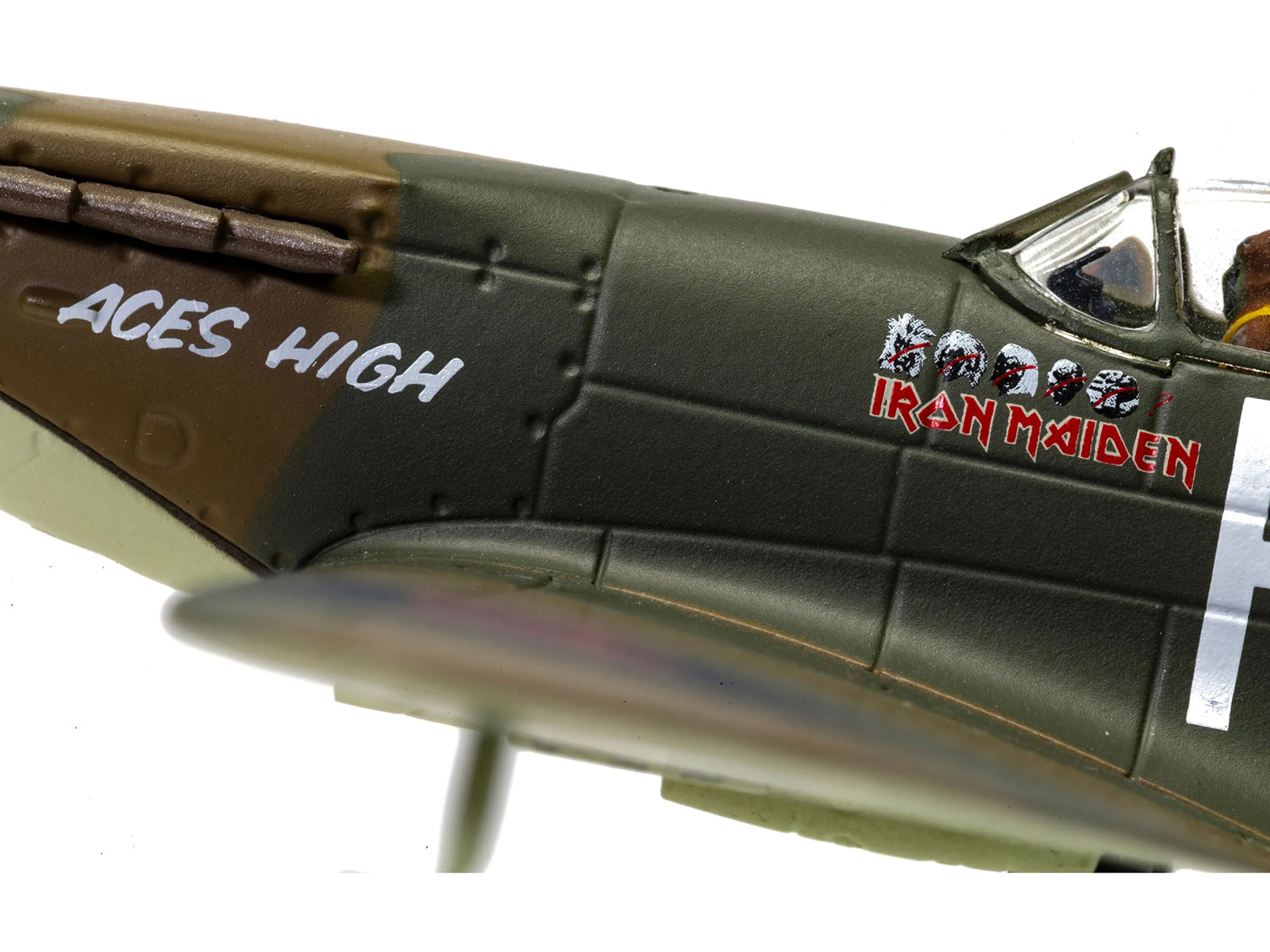 Supermarine Spitfire Mk.II Fighter Aircraft "Iron Maiden 'Aces High'" Green Camouflage with Graphics 1/72 Diecast Model by Corgi - image 3