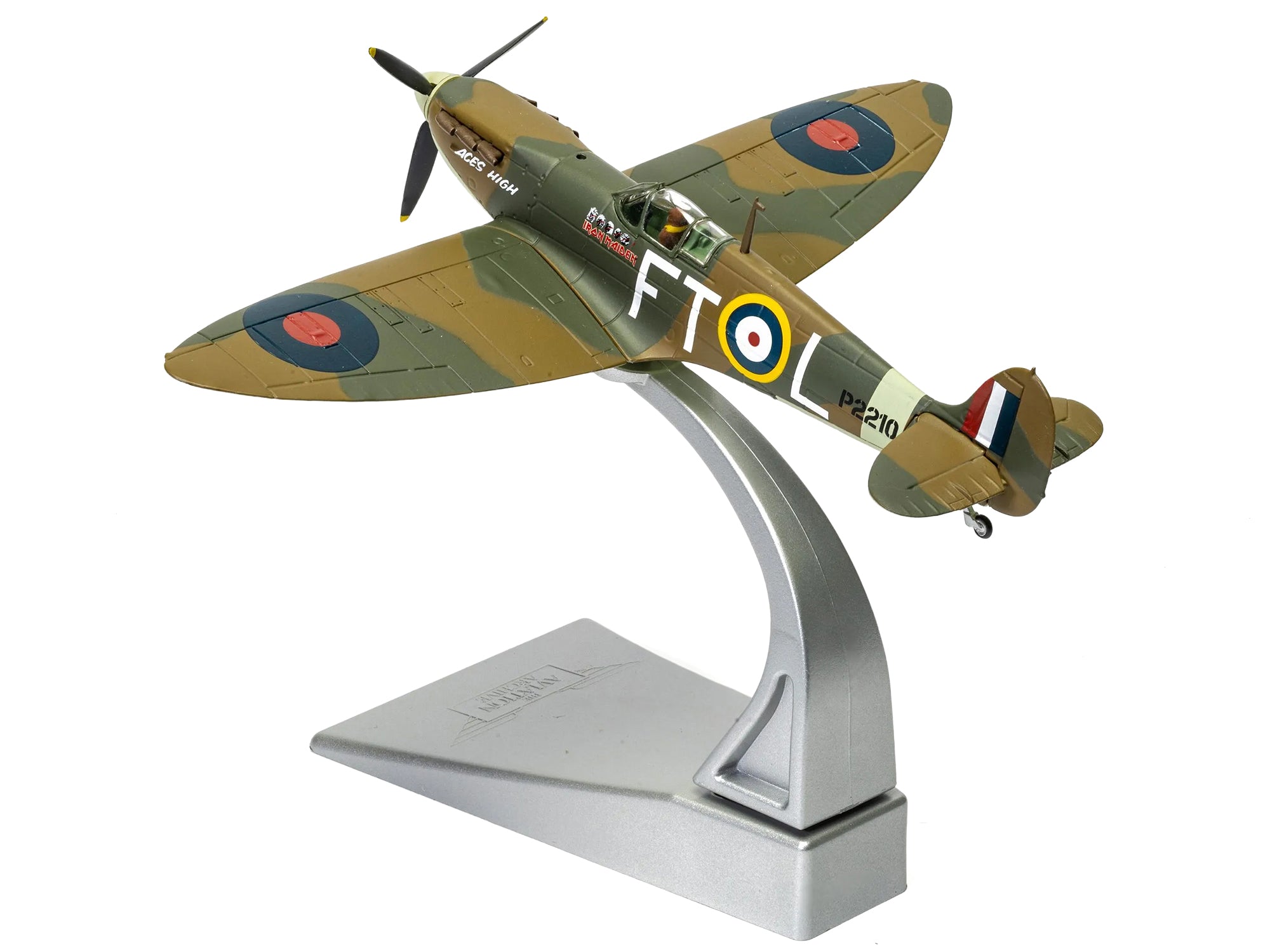 Supermarine Spitfire Mk.II Fighter Aircraft "Iron Maiden 'Aces High'" Green Camouflage with Graphics 1/72 Diecast Model by Corgi - image 5