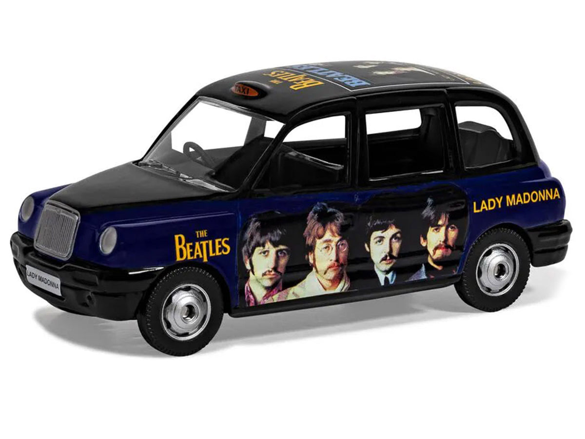 The Beatles London Taxi RHD (Right Hand Drive) "Lady Madonna" Black and Dark Blue with Graphics Diecast Model by Corgi - image 2