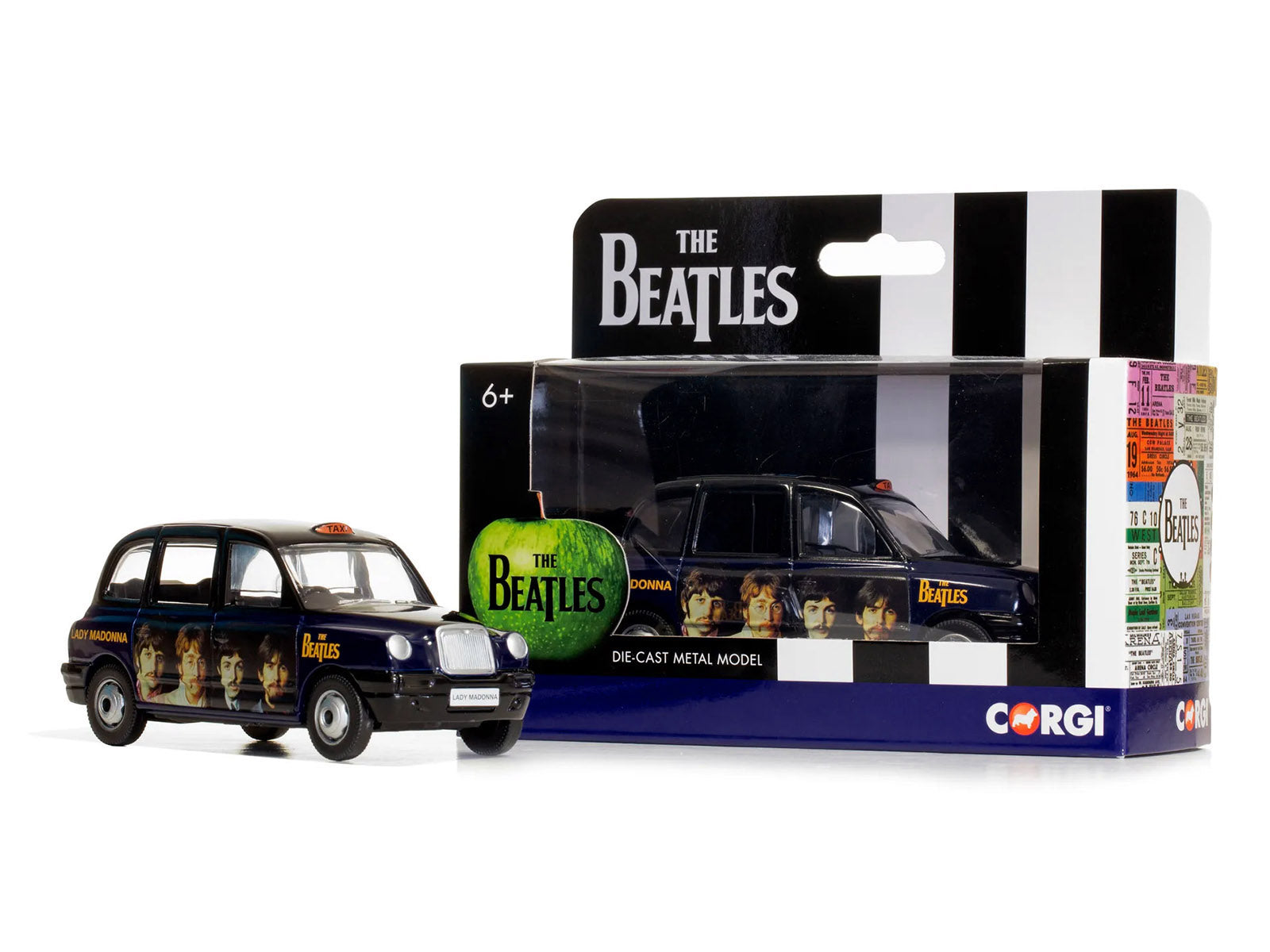 The Beatles London Taxi RHD (Right Hand Drive) "Lady Madonna" Black and Dark Blue with Graphics Diecast Model by Corgi - image 3