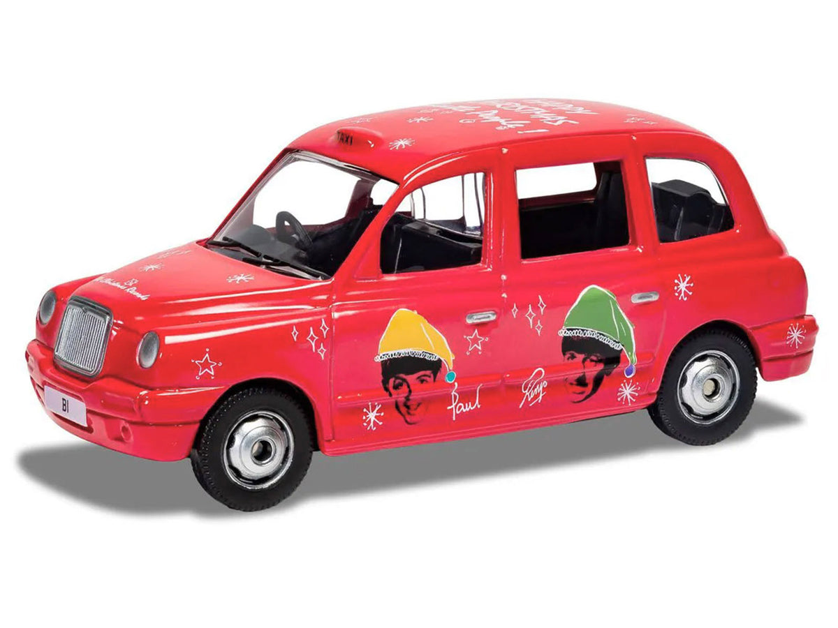 The Beatles London Taxi RHD (Right Hand Drive) "Christmas Taxi" Red with Graphics Diecast Model by Corgi - image 2