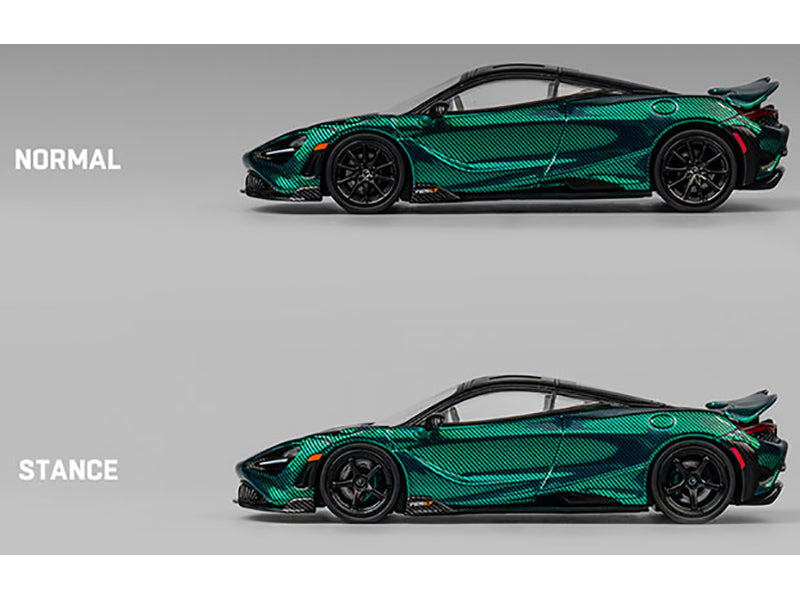 McLaren 765LT Green Carbon Metallic with Black Top and Extra Wheels 1/64 Diecast Model Car by CM Model - image 3