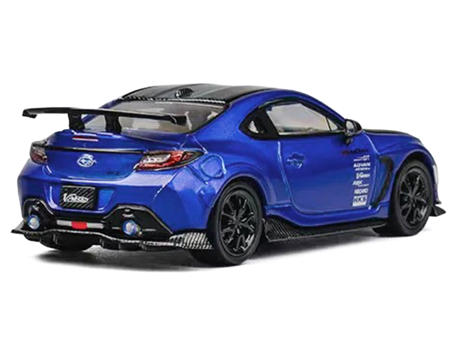 Subaru BRZ Varis Arising-1 RHD (Right Hand Drive) Blue Metallic with Carbon Hood and Top and Extra Wheels 1/64 Diecast Model Car by CM Models