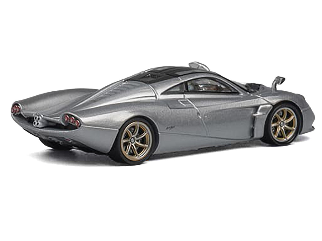 Pagani Huayra Codalunga Silver Metallic with Sunroof and Extra Wheels 1/64 Diecast Model Car by CM Model - image 2
