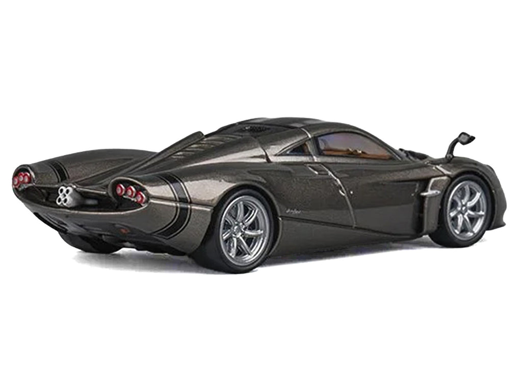 Pagani Huayra Codalunga Gun Metal Gray Metallic with Sunroof and Extra Wheels 1/64 Diecast Model Car by CM Model - image 2