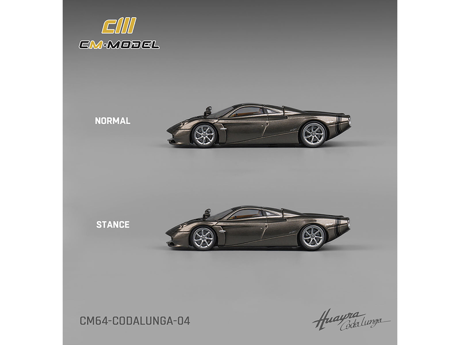 Pagani Huayra Codalunga Gun Metal Gray Metallic with Sunroof and Extra Wheels 1/64 Diecast Model Car by CM Model - image 4