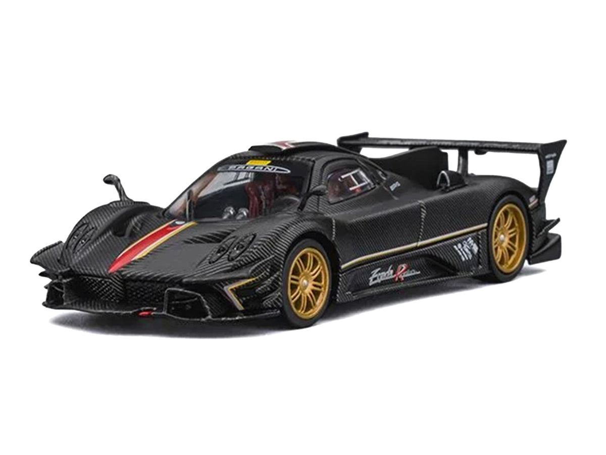 Nurburgring Diorama Set with Pagani Zonda Revolucion Carbon with Red and Gold Stripes and Extra Wheels 1/64 Diecast Model Car by CM Model - image 5