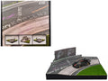 Nurburgring Diorama Set with Pagani Zonda Revolucion Carbon with Red and Gold Stripes and Extra Wheels 1/64 Diecast Model Car by CM Model