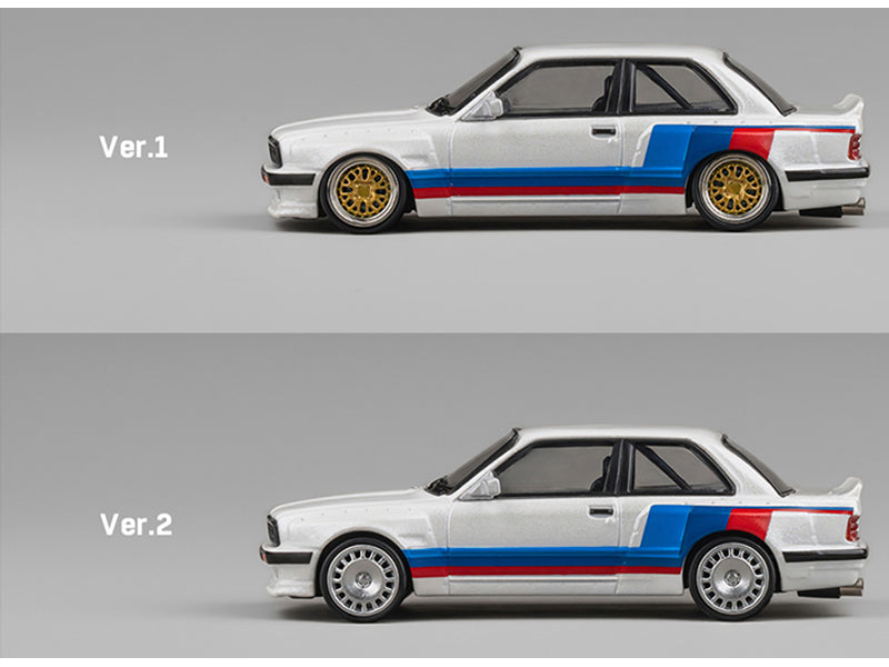Pandem E30 V1 White with Stripes and Extra Wheels 1/64 Diecast Model Car by CM Models - image 4