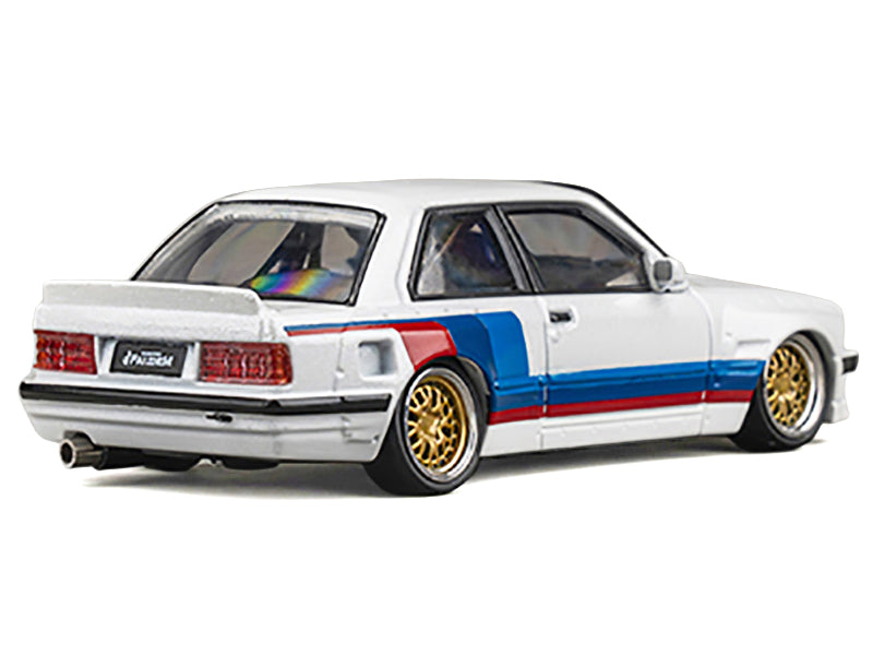 Pandem E30 V1 White with Stripes and Extra Wheels 1/64 Diecast Model Car by CM Models - image 3