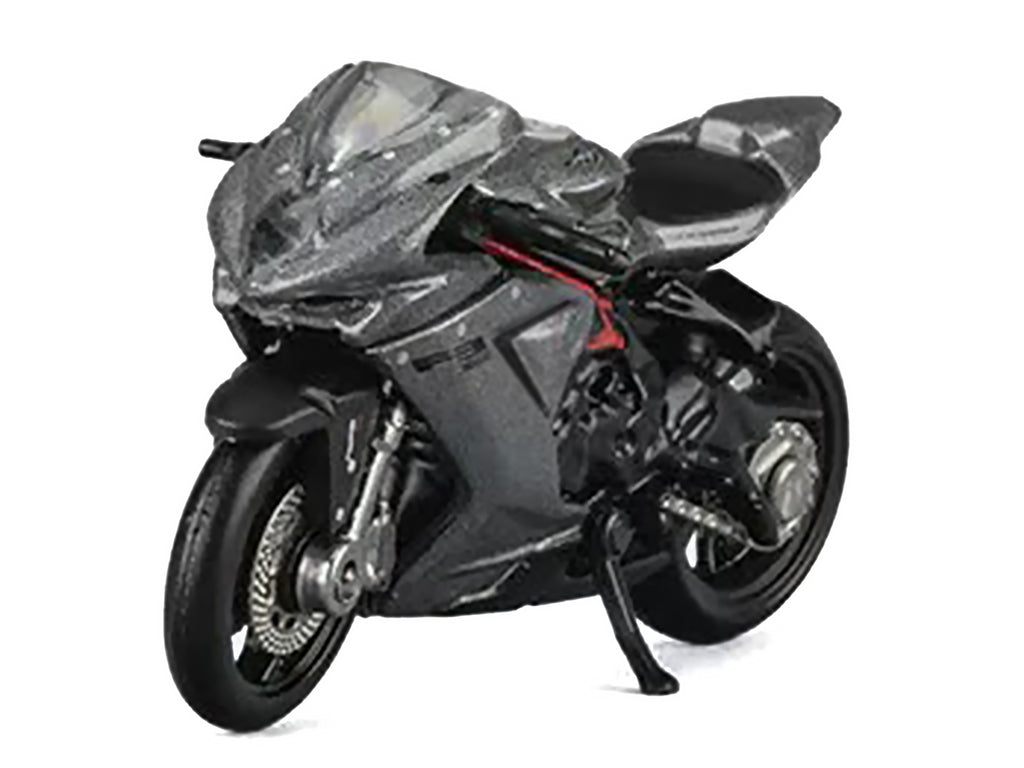 2022 MV Agusta F3 Rosso Motorcycle Silver Metallic with Figure 1/64 Diecast Model by CM Model - image 2