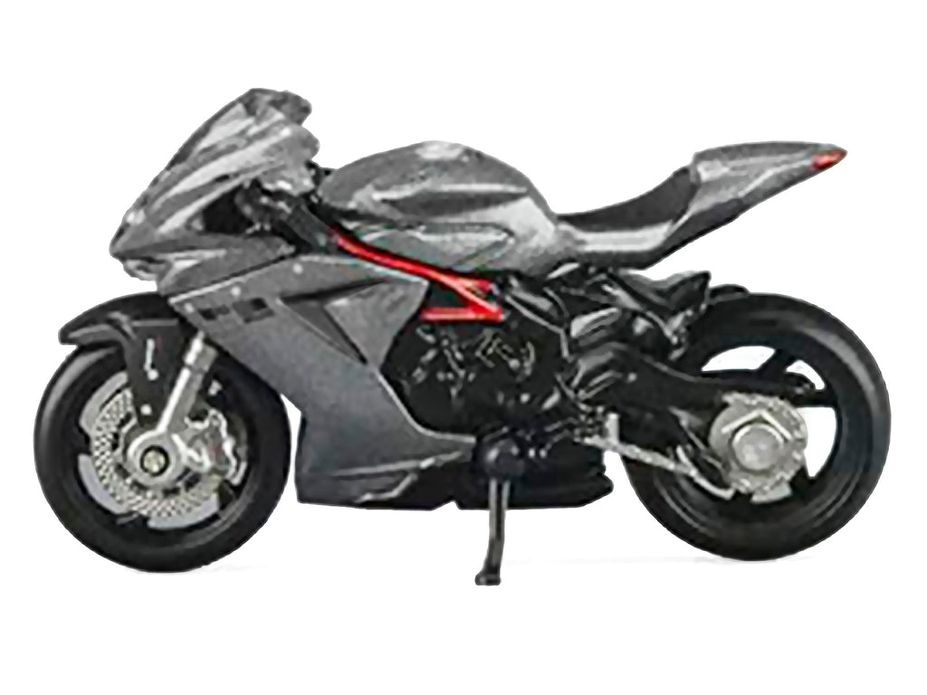 2022 MV Agusta F3 Rosso Motorcycle Silver Metallic with Figure 1/64 Diecast Model by CM Model - image 3