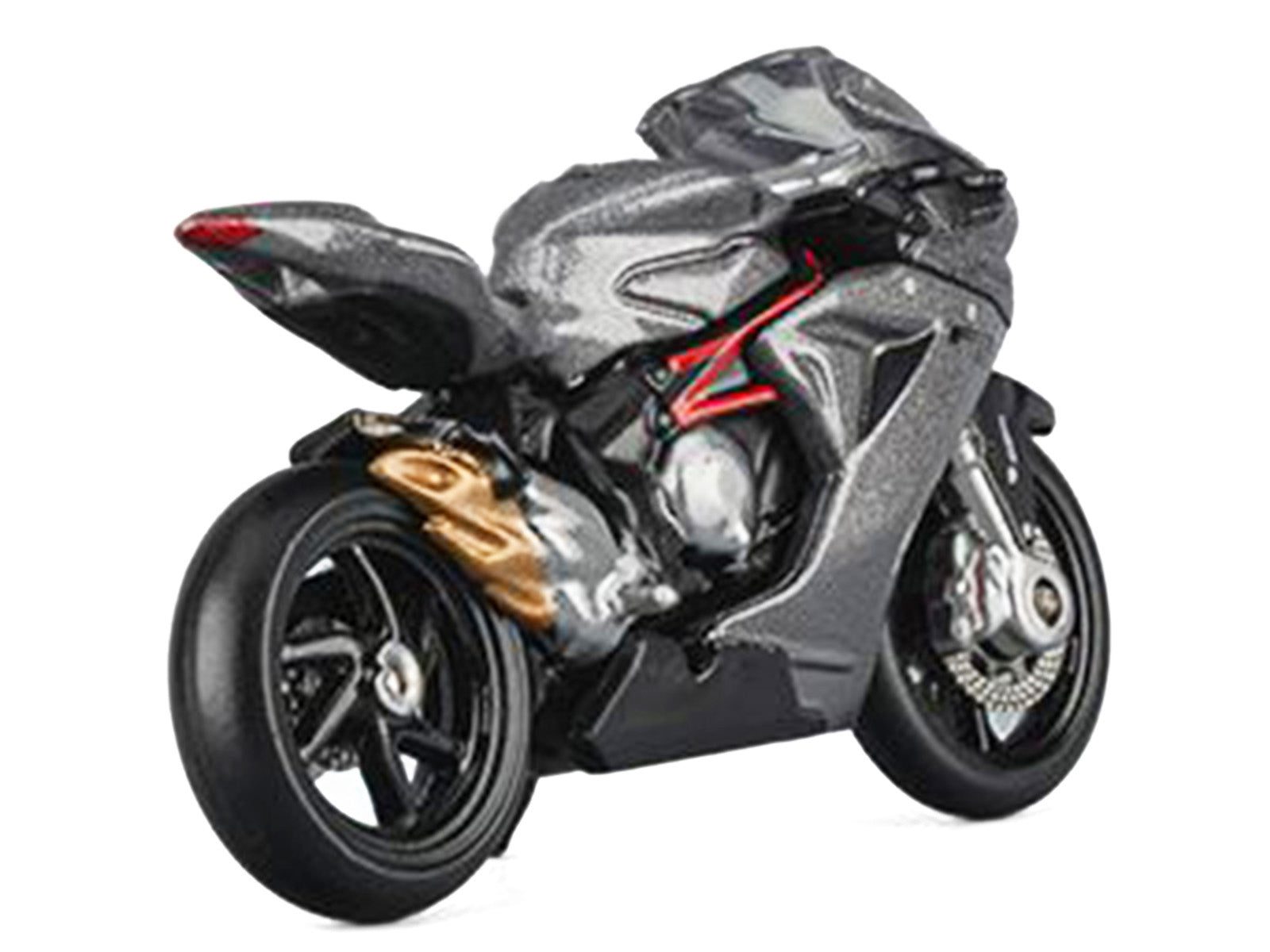 2022 MV Agusta F3 Rosso Motorcycle Silver Metallic with Figure 1/64 Diecast Model by CM Model - image 4