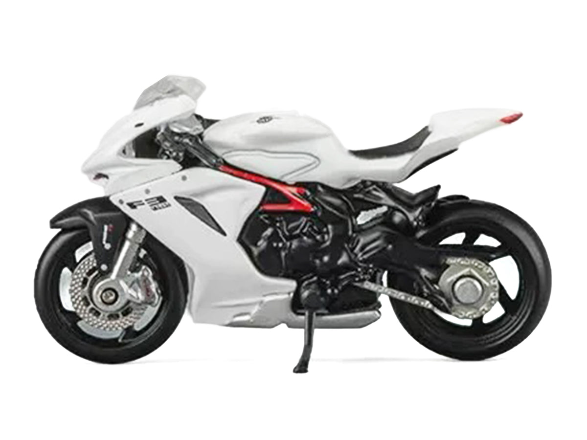 2022 MV Agusta F3 Rosso Motorcycle White with Figure 1/64 Diecast Model Car by CM Models - image 2