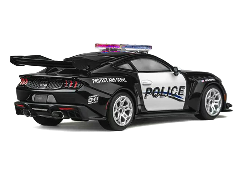 Ford Mustang GTD "Police" Black and White 1/64 Diecast Model Car by CM Models