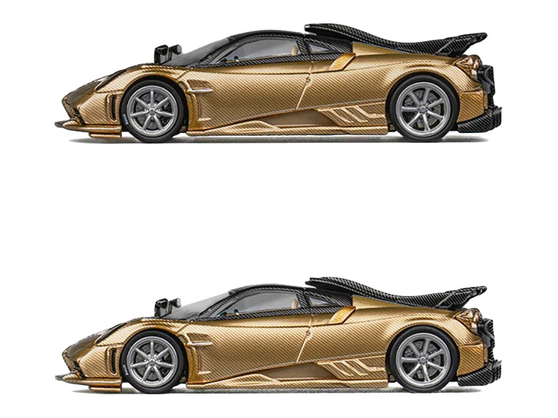 Pagani Imola Gold Carbon Metallic with Black Carbon Top with Extra Wheels 1/64 Diecast Model Car by CM Model - image 2