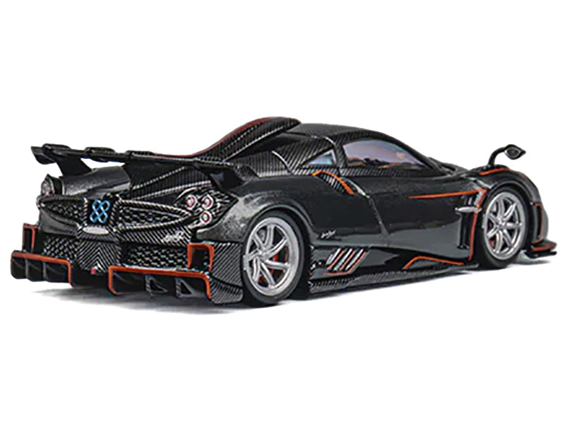 Pagani Imola Dark Gray Metallic with Carbon and Orange Accents with Extra Wheels 1/64 Diecast Model Car by CM Model - image 3